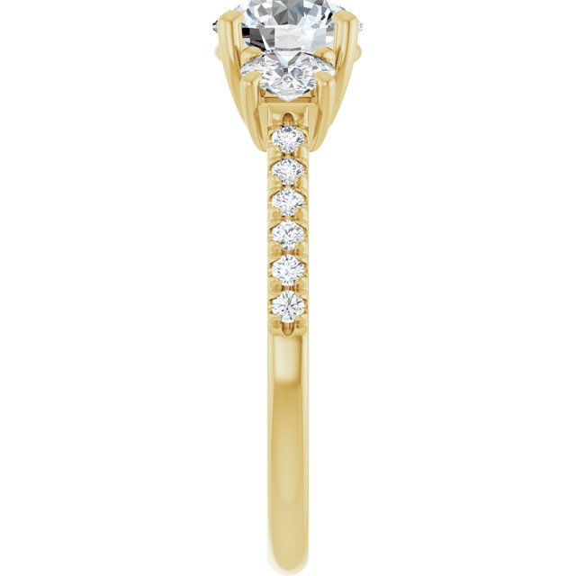 Três Pedras com Aro Cravejado – Amarelo 14k – perfil
