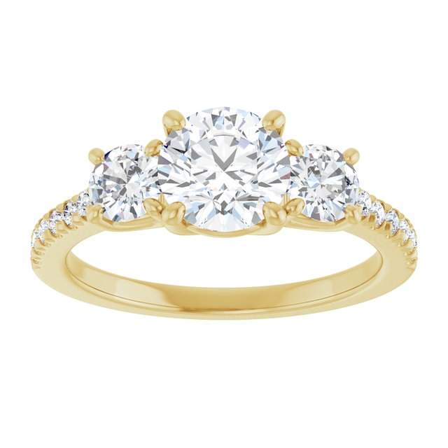 Três Pedras com Aro Cravejado – Amarelo 14k – vista de cima