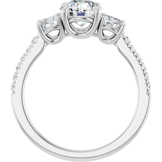 Três Pedras com Aro Cravejado – Branco 14k – vista frontal
