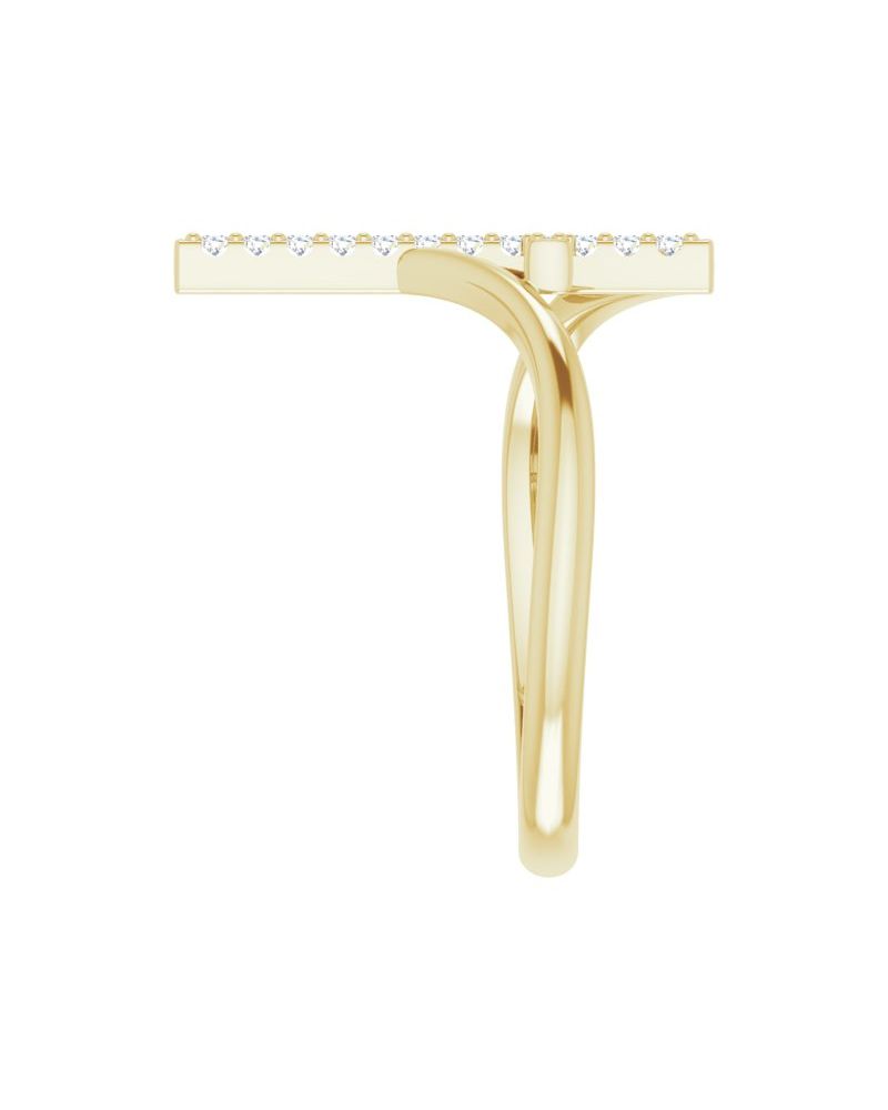 Anel Cruz Bypass Cravejado em Ouro 14k com Diamantes Negros