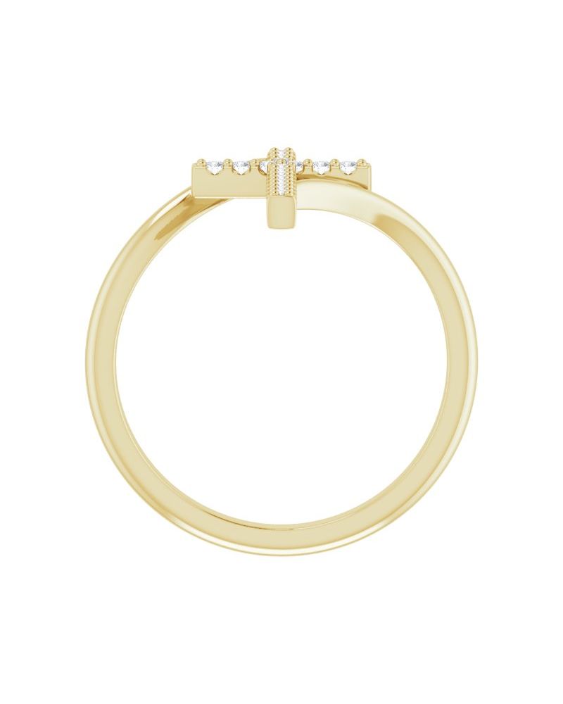 Anel Cruz Bypass Cravejado em Ouro 14k com Diamantes Negros