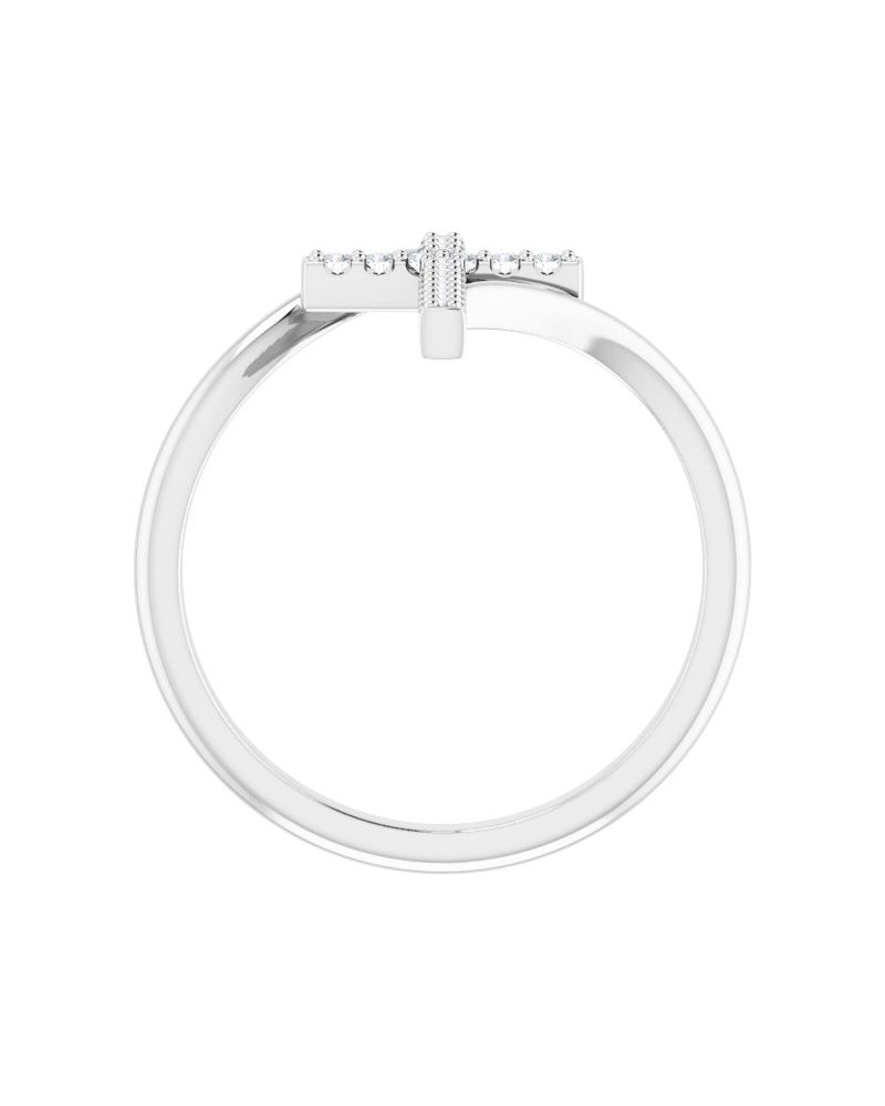 Anel Cruz Bypass Cravejado em Ouro 14k com Diamantes Negros
