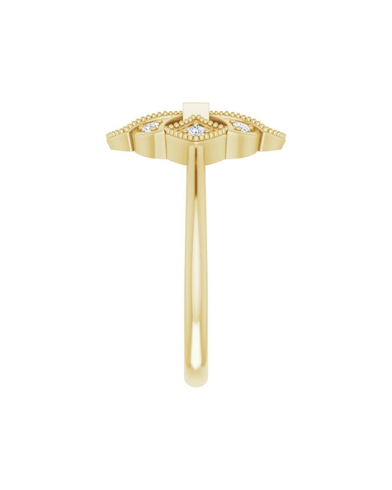 Anel Vintage em Ouro 14k com Diamantes Naturais