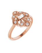 Anel Vintage em Ouro 14k com Diamantes Naturais