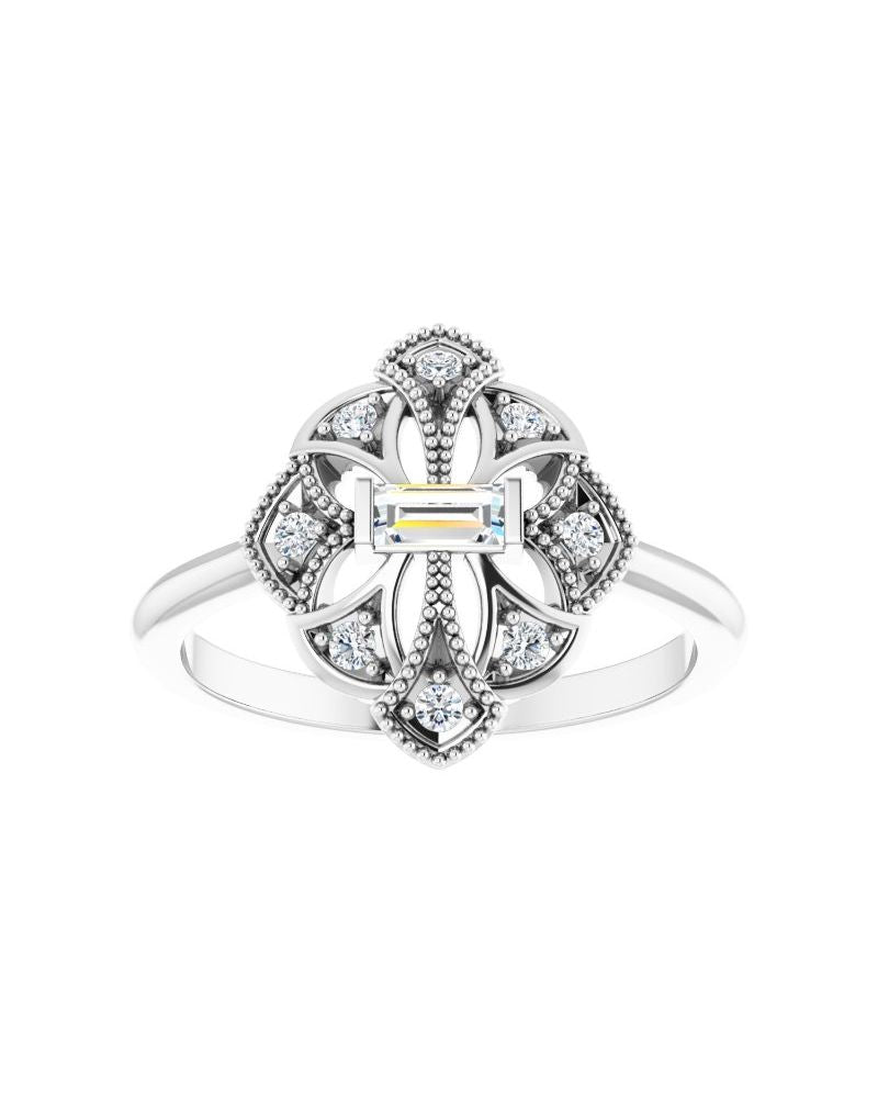 Anel Vintage em Ouro 14k com Diamantes Naturais