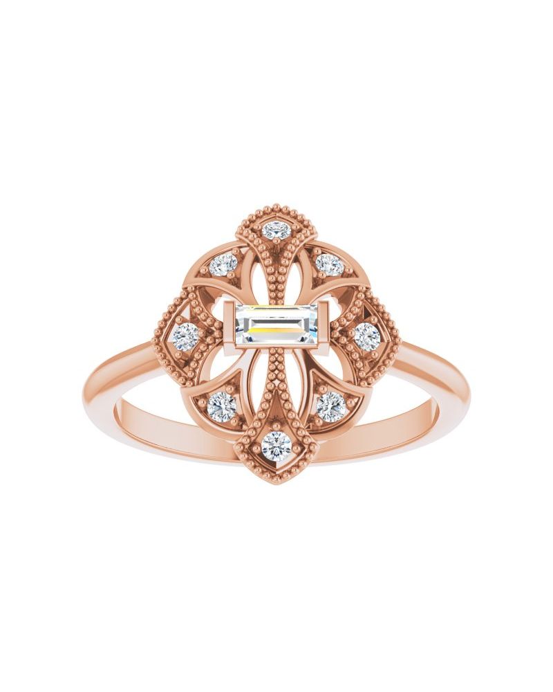 Anel Vintage em Ouro 14k com Diamantes Naturais