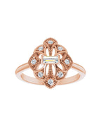 Anel Vintage em Ouro 14k com Diamantes Naturais