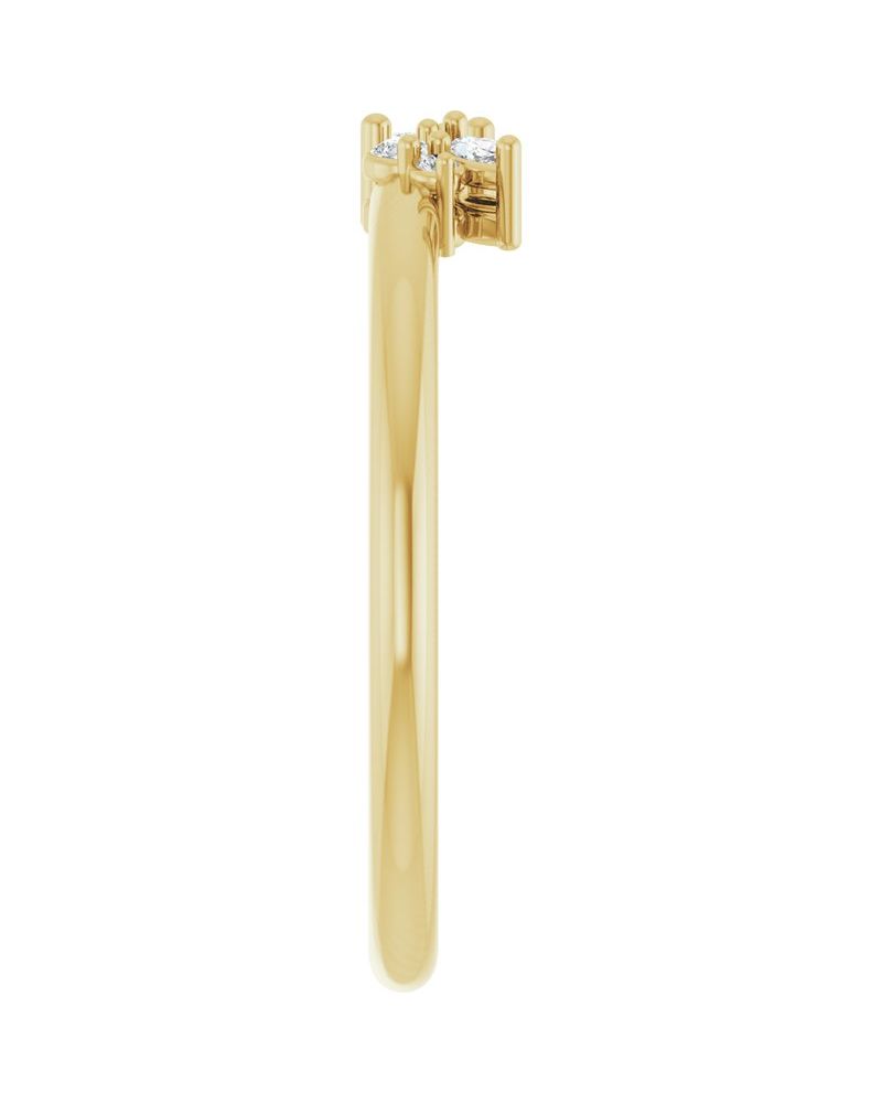 Anel Cluster Empilhável em Ouro 14k com Diamantes Naturais