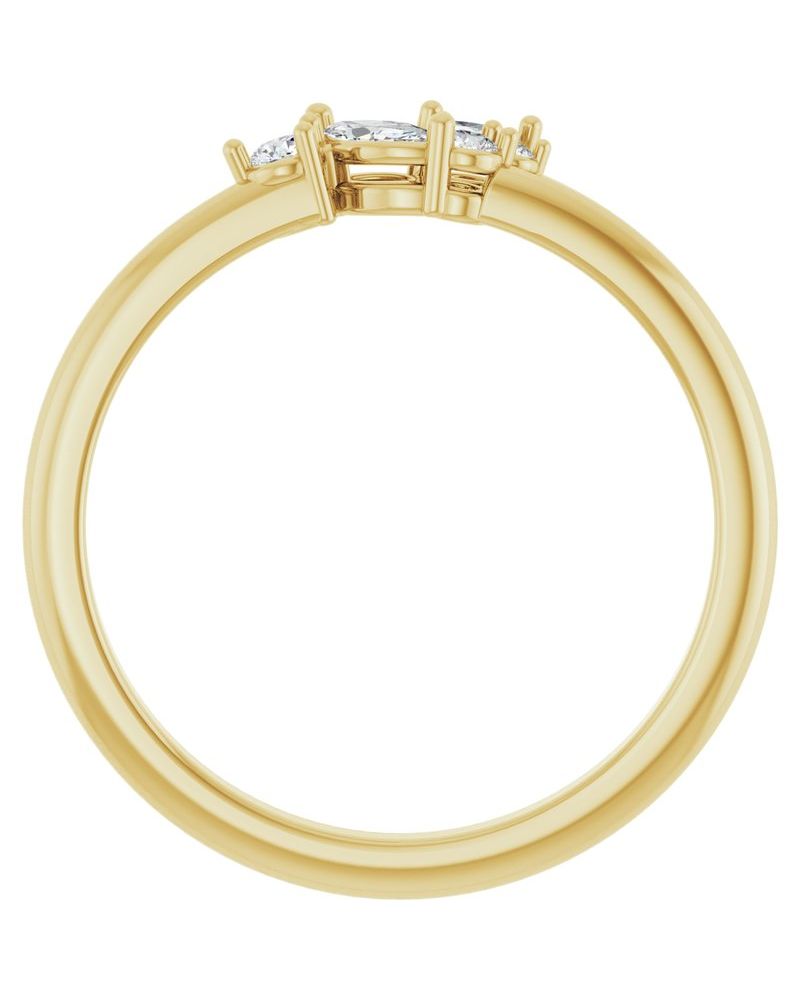 Anel Cluster Empilhável em Ouro 14k com Diamantes Naturais
