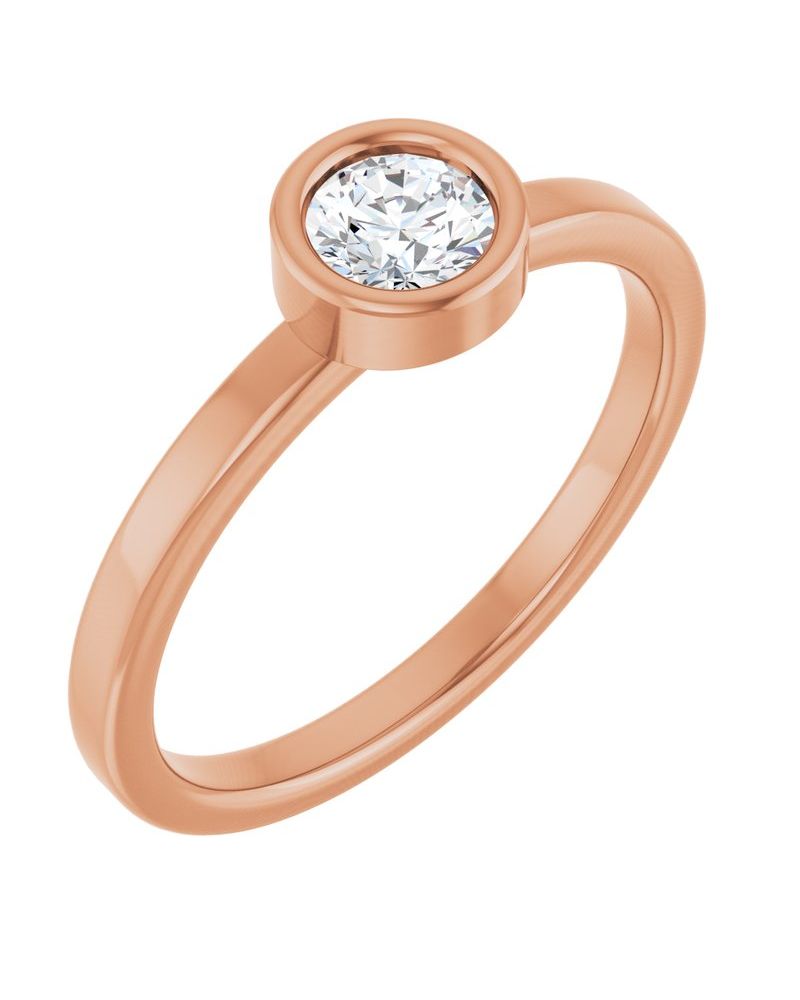 Anel Solitário com Cravação Bezel em Ouro 14k com Diamantes Naturais – Modelo 5