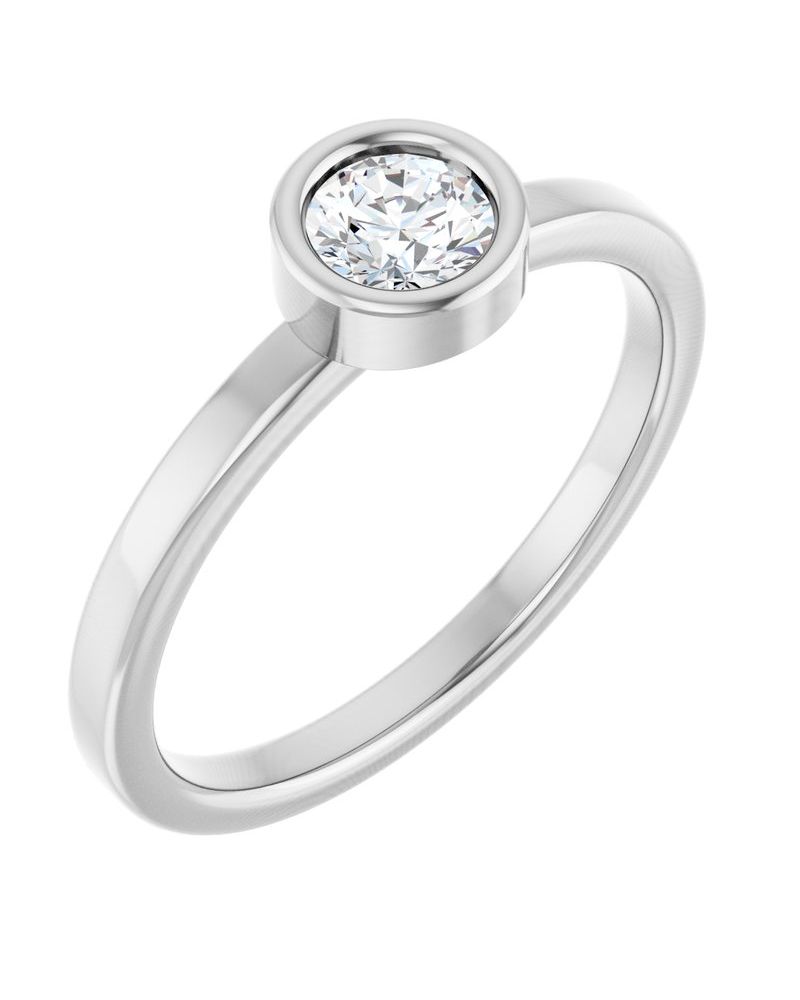 Anel Solitário com Cravação Bezel em Ouro 14k com Diamantes Naturais – Modelo 5