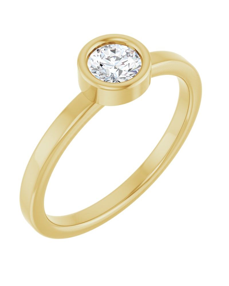 Anel Solitário com Cravação Bezel em Ouro 14k com Diamantes Naturais – Modelo 5