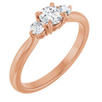 Anel de Noivado Três Pedras Modelo 2 – Rosé 14k