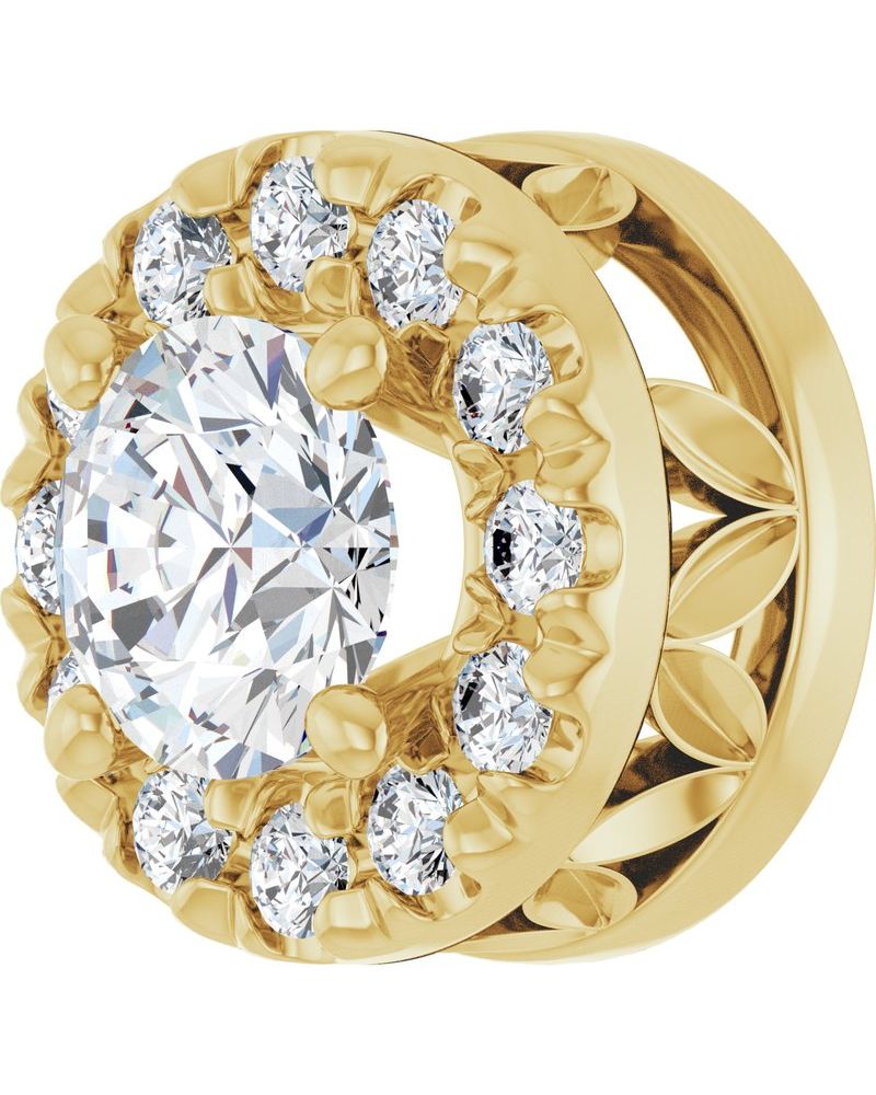 Pingente Halo em Ouro 14k com Diamantes de Laboratório – Modelo 3