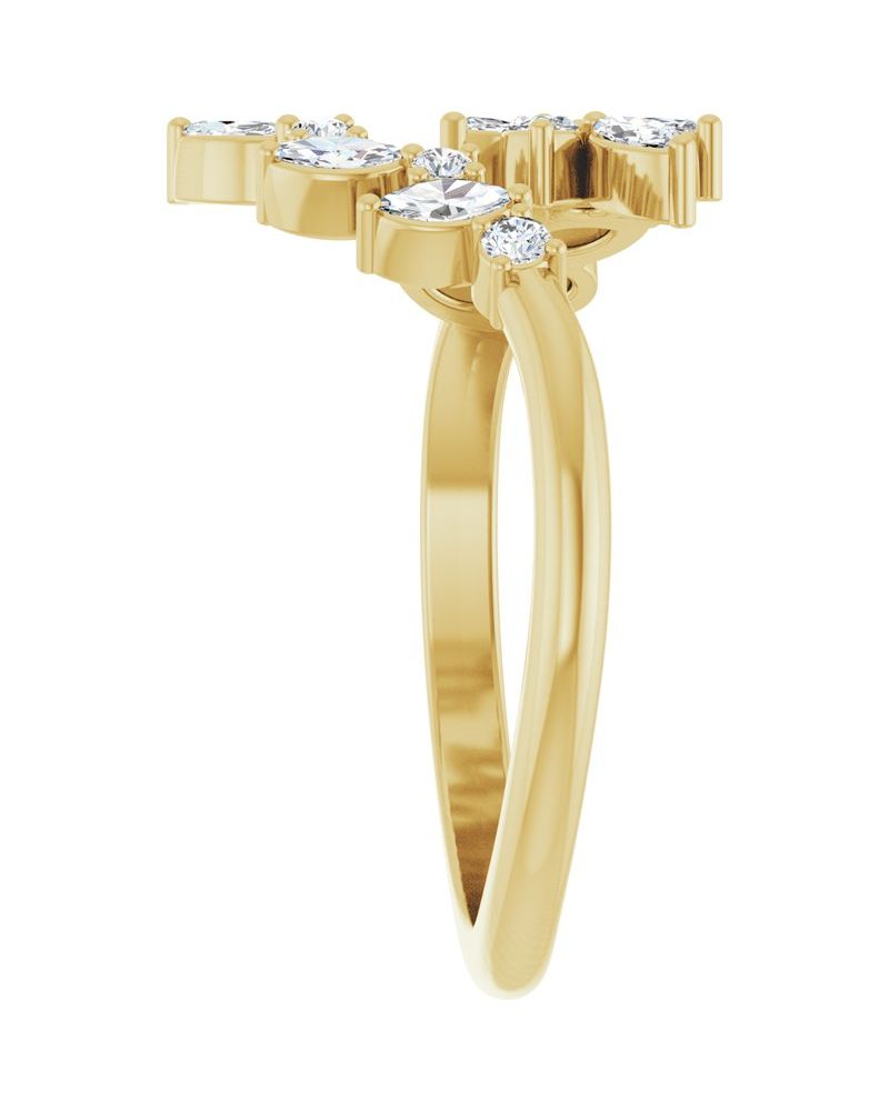 Anel Bypass em Ouro 14k com Diamantes Naturais – Modelo 4