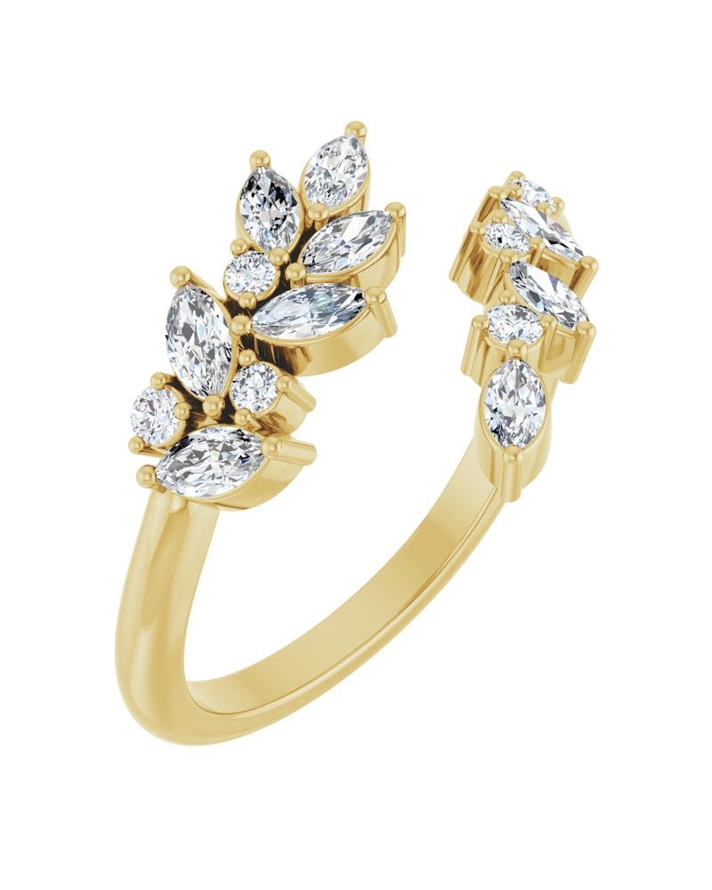 Anel Bypass em Ouro 14k com Diamantes de Laboratório – Modelo 2
