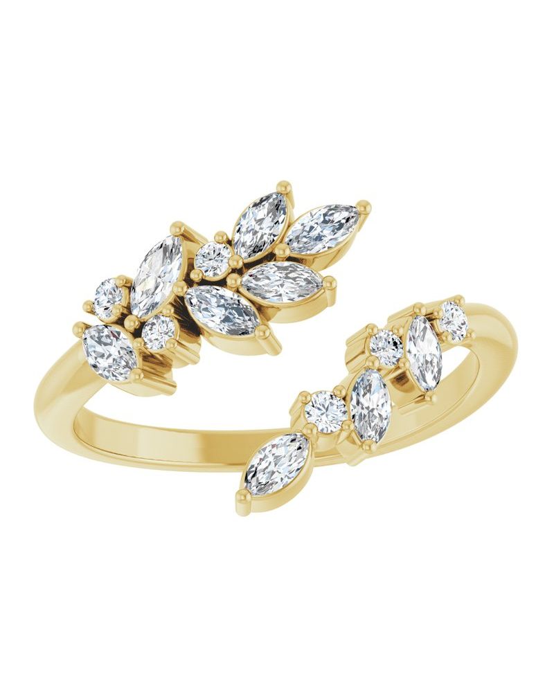 Anel Bypass em Ouro 14k com Diamantes de Laboratório – Modelo 2