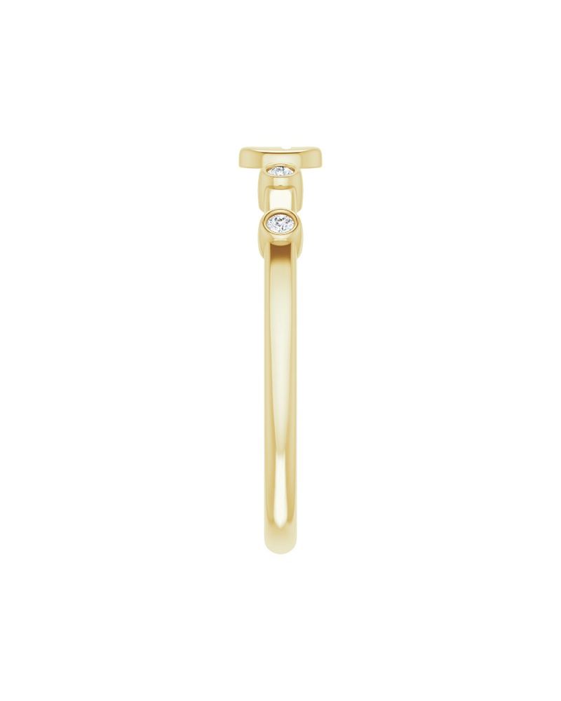 Anel Cruz Empilhável em Ouro 14k com Diamantes Naturais