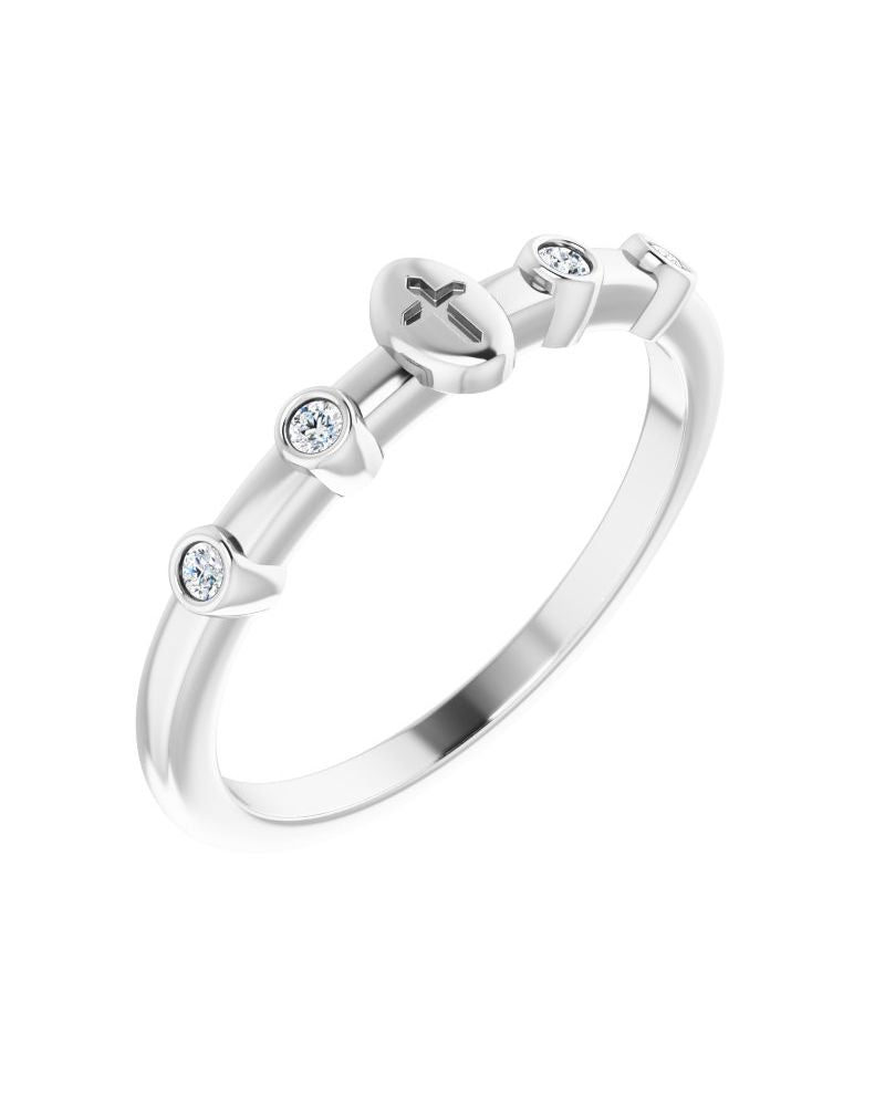 Anel Cruz Empilhável em Ouro 14k com Diamantes Naturais