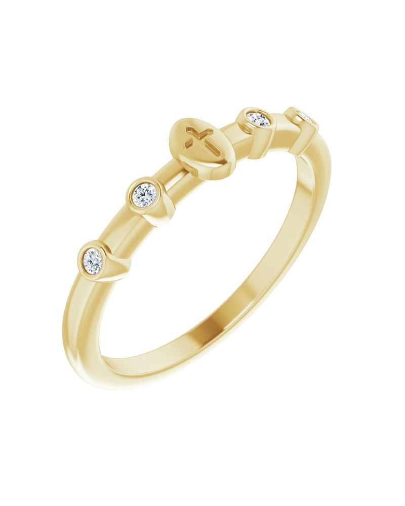 Anel Cruz Empilhável em Ouro 14k com Diamantes Naturais