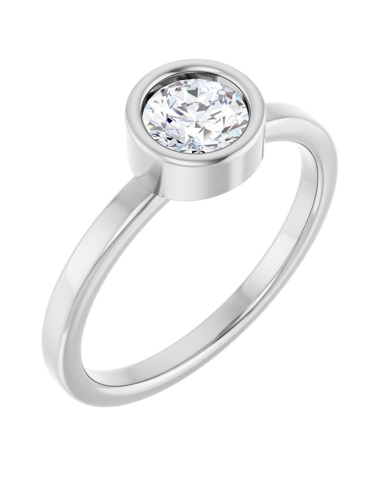 Anel Solitário com Cravação Bezel em Ouro 14k com Diamantes Naturais – Modelo 5
