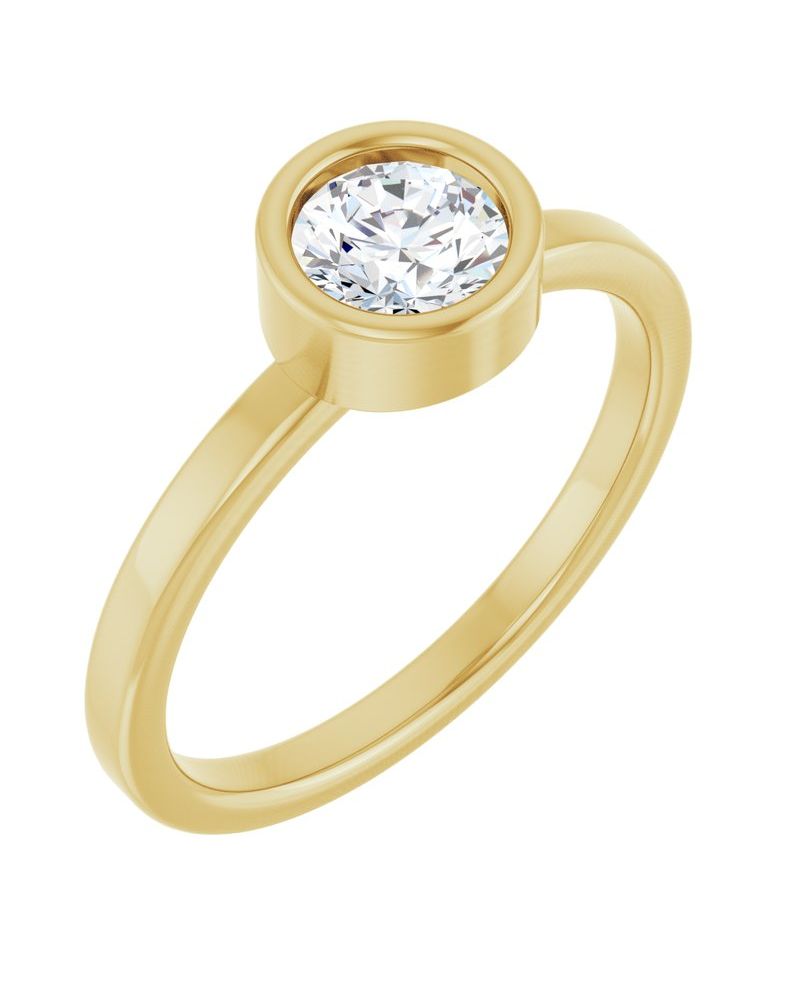 Anel Solitário com Cravação Bezel em Ouro 14k com Diamantes Naturais – Modelo 5