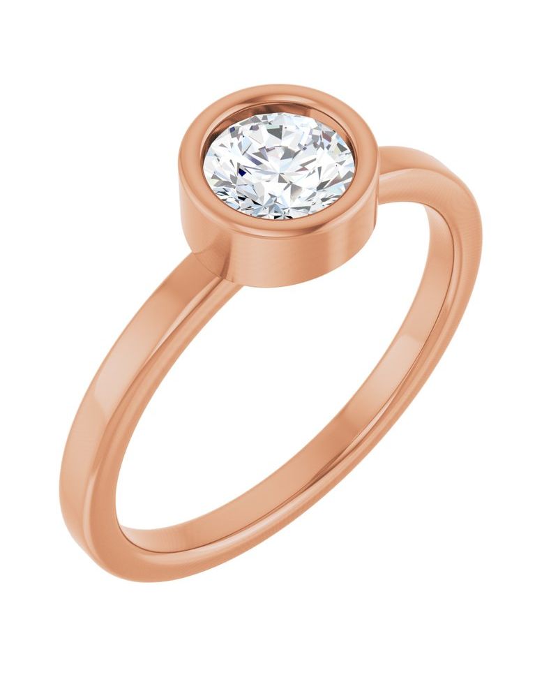 Anel Solitário com Cravação Bezel em Ouro 14k com Diamantes Naturais – Modelo 5