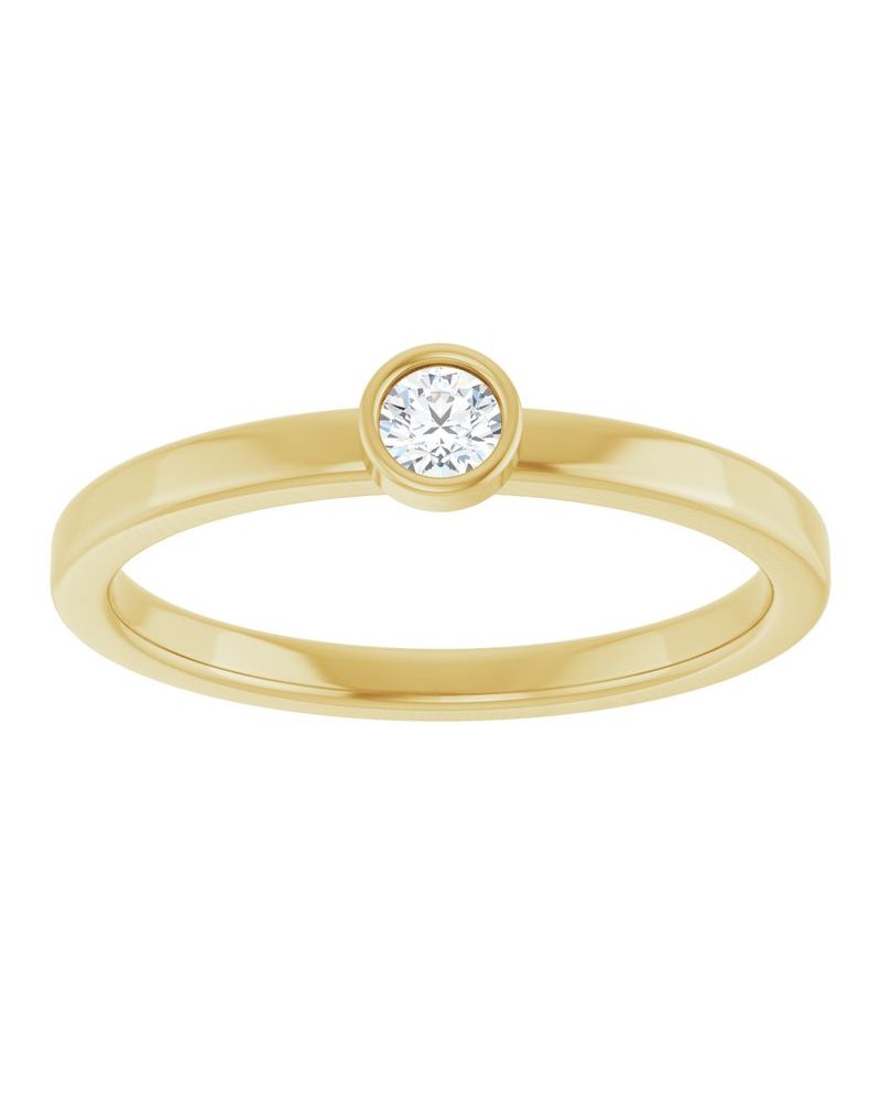 Anel Solitário com Cravação Bezel em Ouro 14k com Diamantes Naturais – Modelo 5