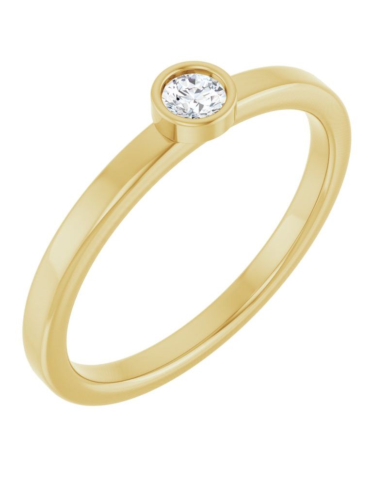 Anel Solitário com Cravação Bezel em Ouro 14k com Diamantes Naturais – Modelo 5
