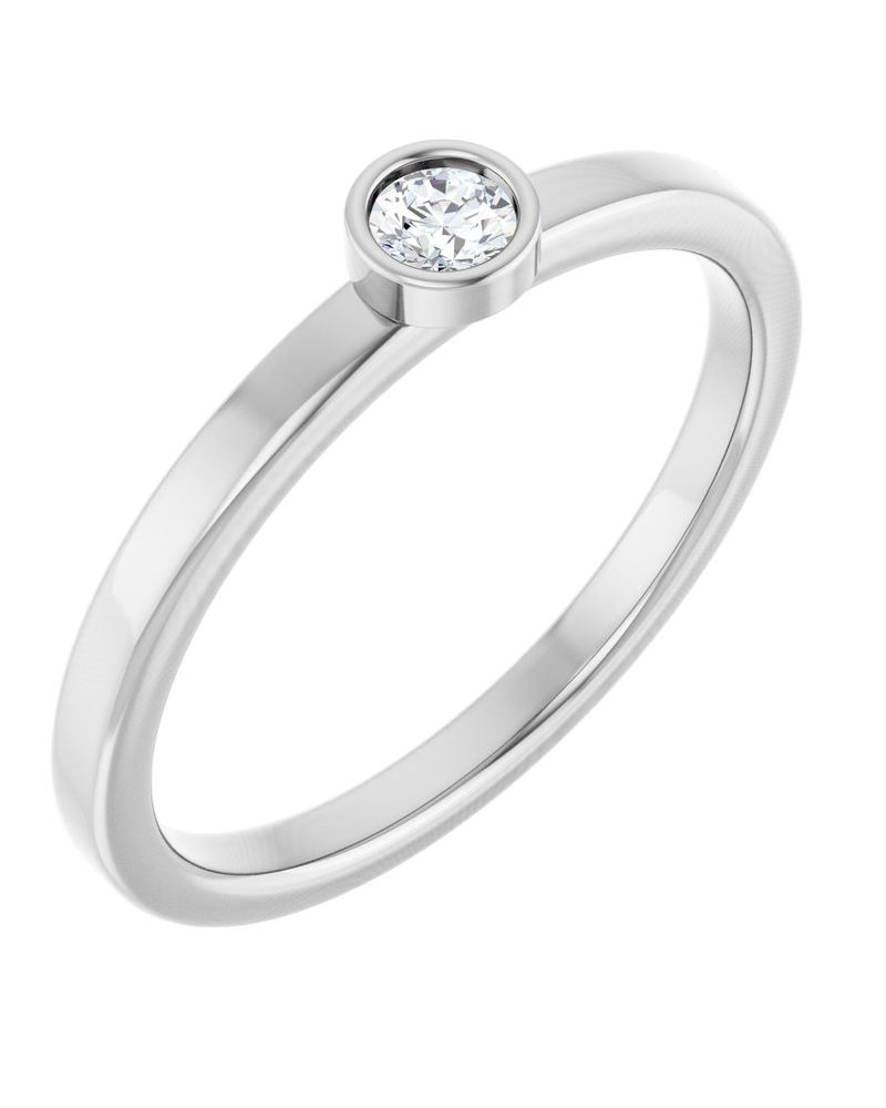 Anel Solitário com Cravação Bezel em Ouro 14k com Diamantes Naturais – Modelo 5