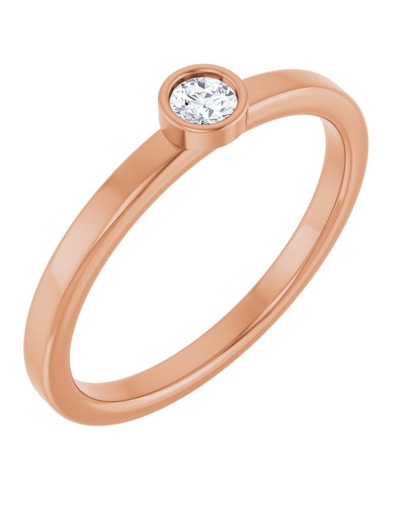 Anel Solitário com Cravação Bezel em Ouro 14k com Diamantes Naturais – Modelo 5