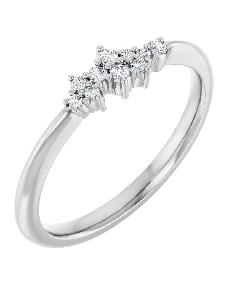 Anel Cluster Empilhável em Ouro 14k com Diamantes Naturais – Modelo 2