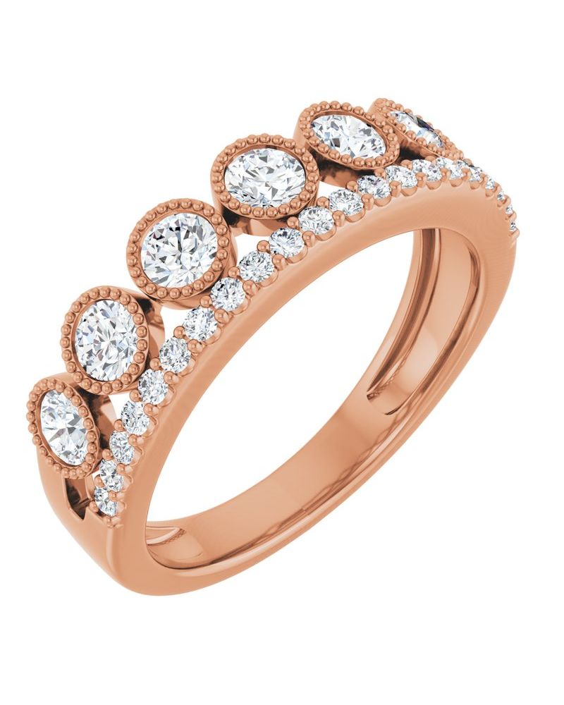 Anel Granulado em Ouro 14k com Diamantes de Laboratório