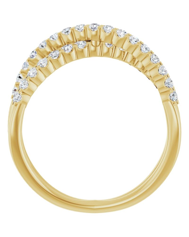 Anel Entrelaçado Cravejado em Ouro 14k com Diamantes de Laboratório
