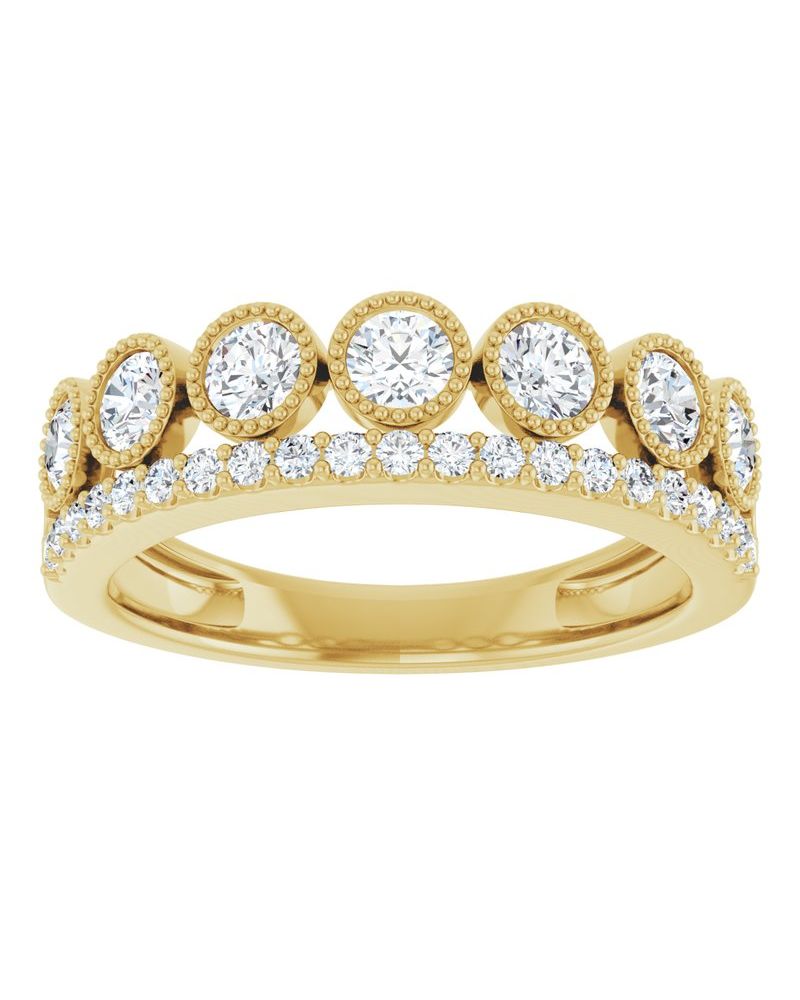 Anel Granulado em Ouro 14k com Diamantes de Laboratório