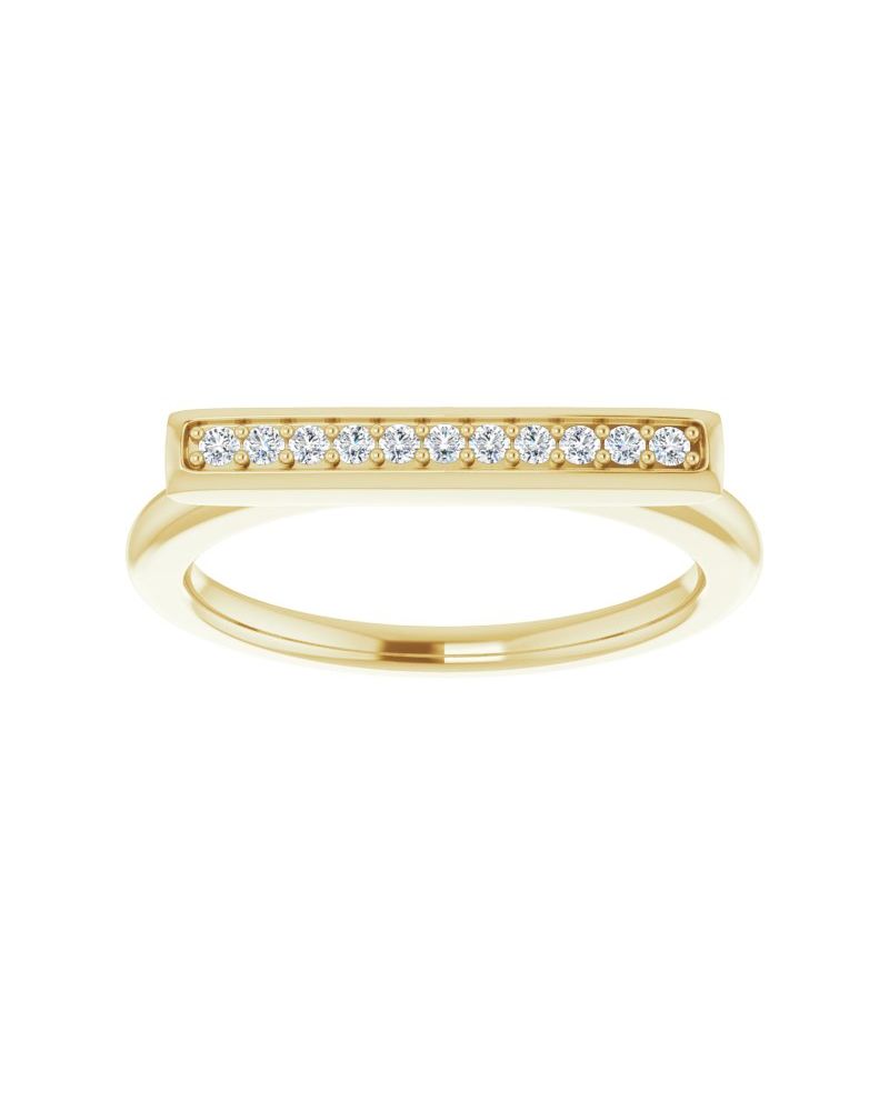 Anel Barra em Ouro 14k com Diamantes Naturais – Modelo 4