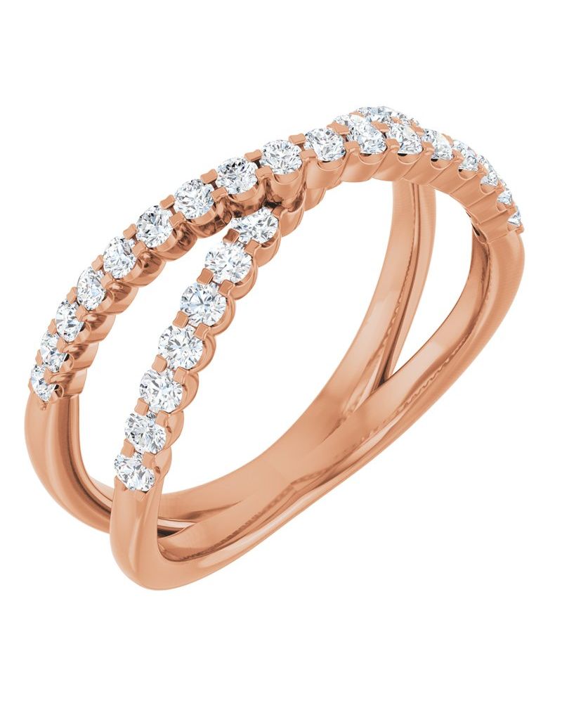 Anel Entrelaçado Cravejado em Ouro 14k com Diamantes de Laboratório