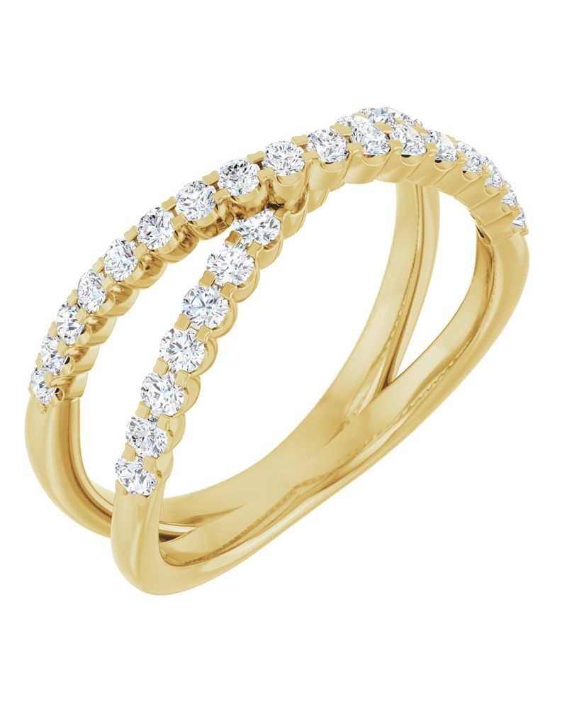 Anel Entrelaçado Cravejado em Ouro 14k com Diamantes de Laboratório