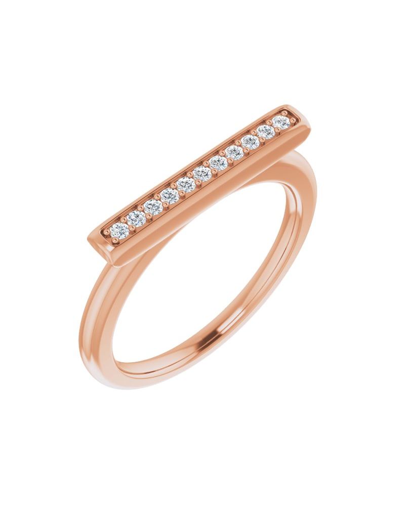 Anel Barra em Ouro 14k com Diamantes Naturais – Modelo 4