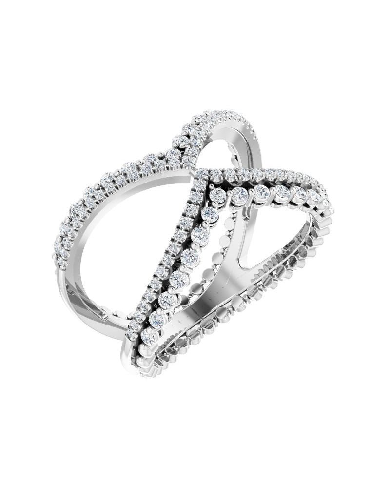 Anel Vazado em Ouro 14k com Diamantes Naturais – Modelo 3