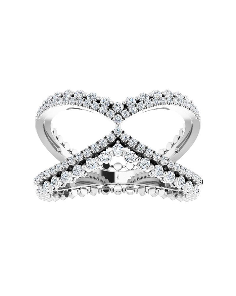 Anel Vazado em Ouro 14k com Diamantes Naturais – Modelo 3