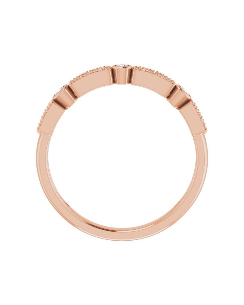Anel Milgrain Empilhável em Ouro 14k com Diamantes Naturais