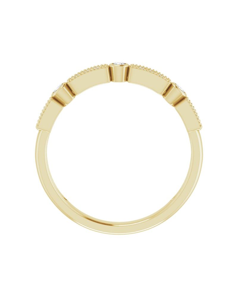 Anel Milgrain Empilhável em Ouro 14k com Diamantes Naturais