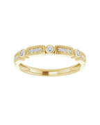 Anel Milgrain Empilhável em Ouro 14k com Diamantes Naturais