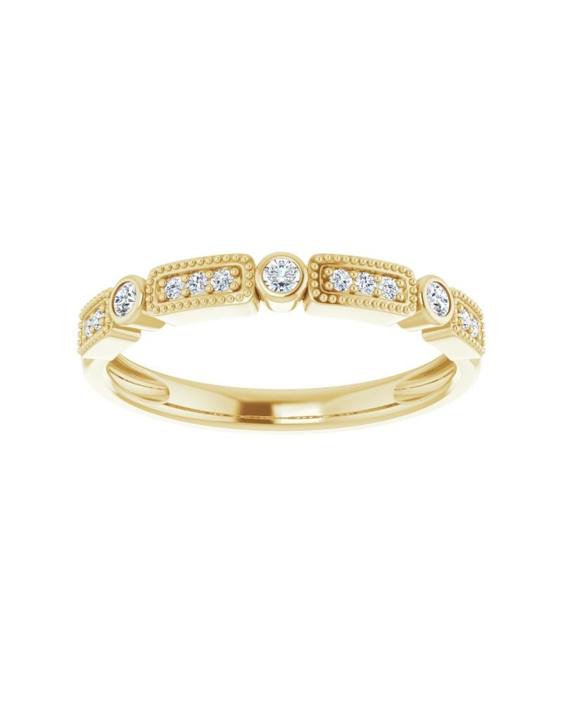 Anel Milgrain Empilhável em Ouro 14k com Diamantes Naturais