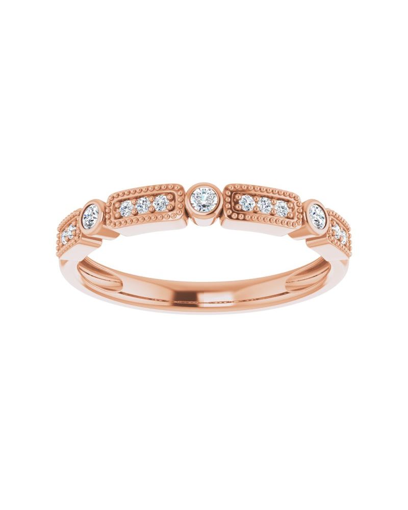 Anel Milgrain Empilhável em Ouro 14k com Diamantes Naturais