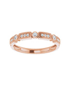Anel Milgrain Empilhável em Ouro 14k com Diamantes Naturais