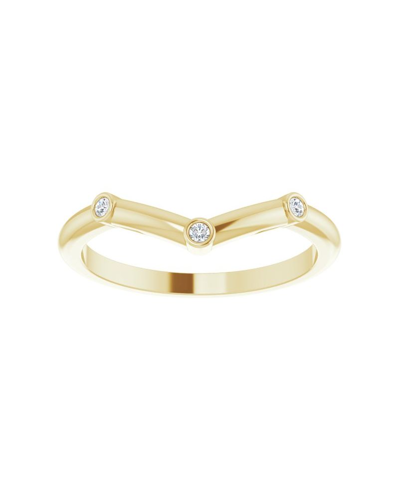 Anel em V Empilhável em Ouro 14k com Diamantes Naturais – Modelo 2