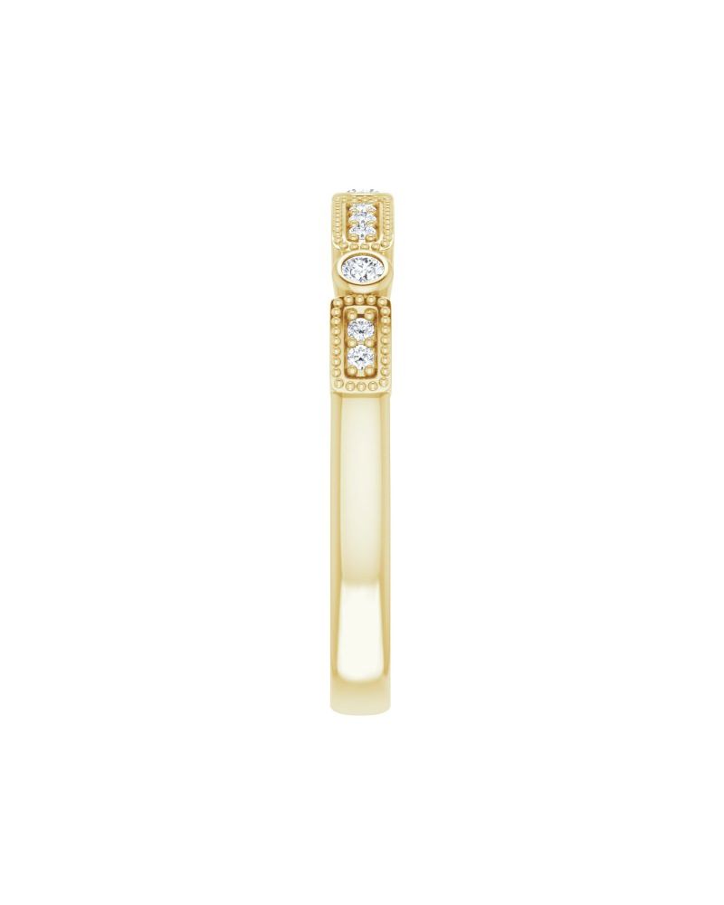 Anel Milgrain Empilhável em Ouro 14k com Diamantes Naturais