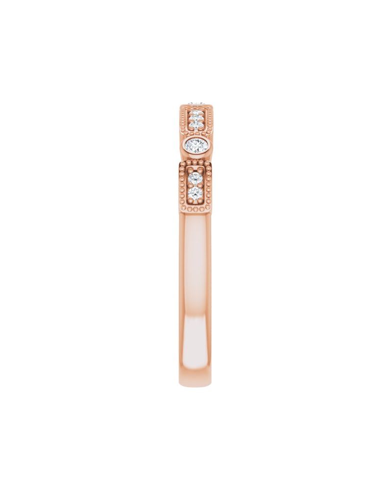 Anel Milgrain Empilhável em Ouro 14k com Diamantes Naturais